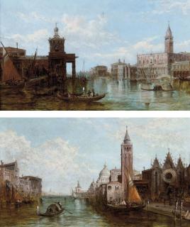 Alfred Pollentine - The Grand Canal, Venice; and The Dogana, Venice