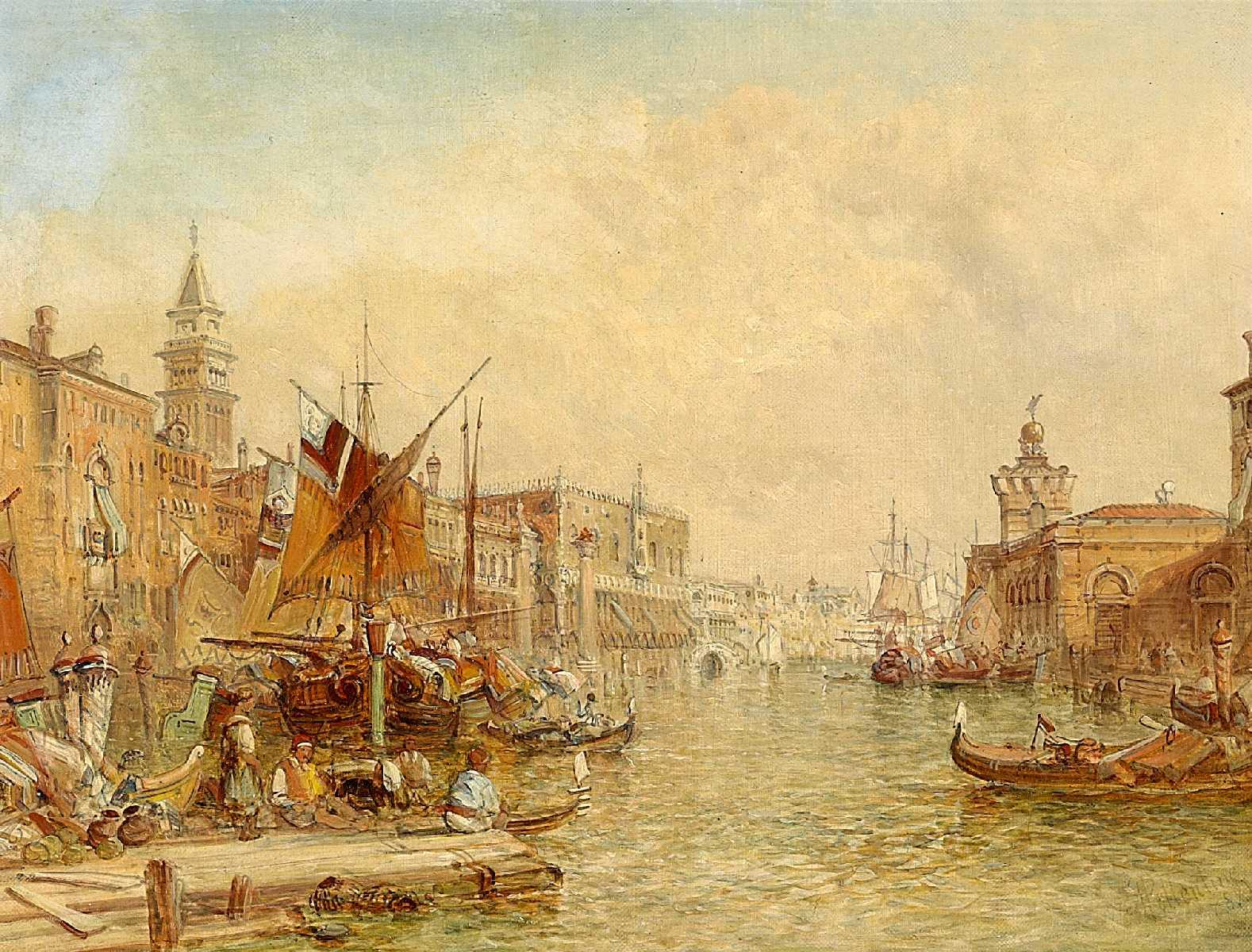 Alfred Pollentine - Venedig. Auf dem Canale Grande mit Blick auf den Dogenpalast
