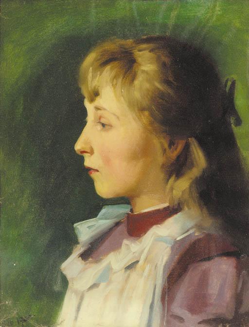 Alfred Priest - Portrait of Bessie Priest, bust-length, aged nine years