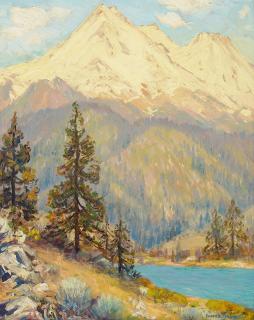 Alfred R. Mitchell - Towering Peaks (Mt. Shasta) 20 x 16 in. framed 25 x 21 1/4 in.