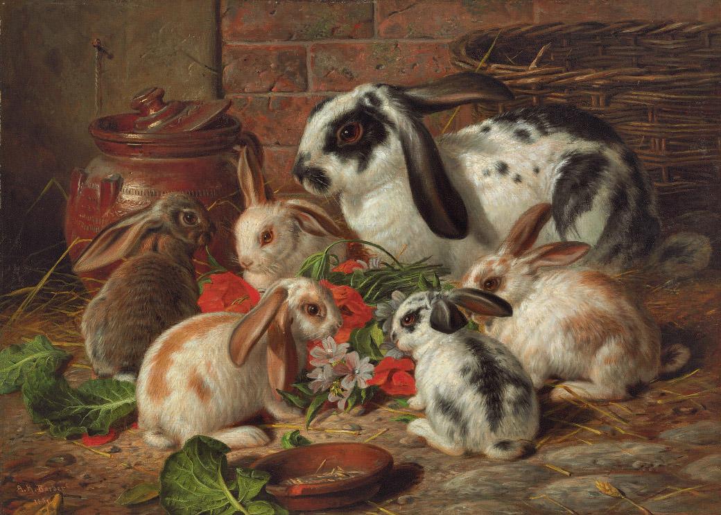 Alfred Richardson Barber - A Family of Rabbits