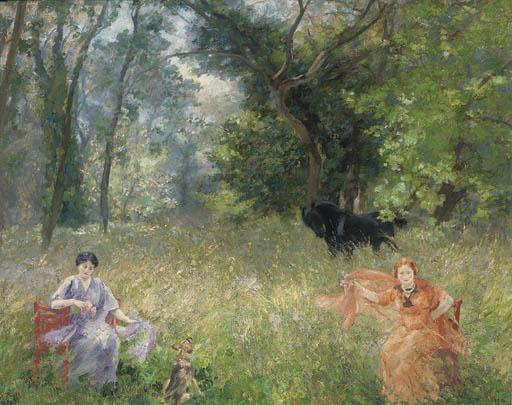 Alfred Roll - Flower Pickers In A Summer Meadow