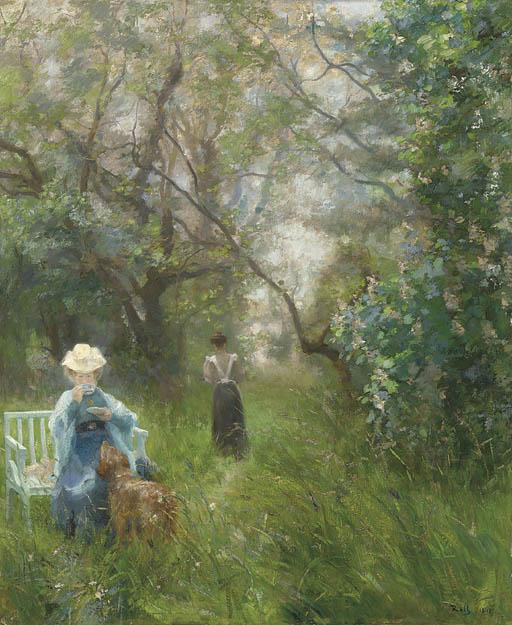 Alfred Roll - Tea In A Sunlit Glade