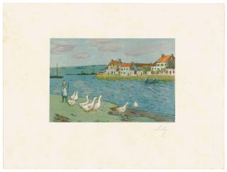 Alfred Sisley - Bords de rivière (Les Oies),  from: L’Album d’Estampes Originales de la Galerie Vollard