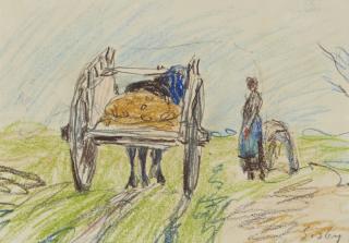 Alfred Sisley - Charrette Et Paysanne