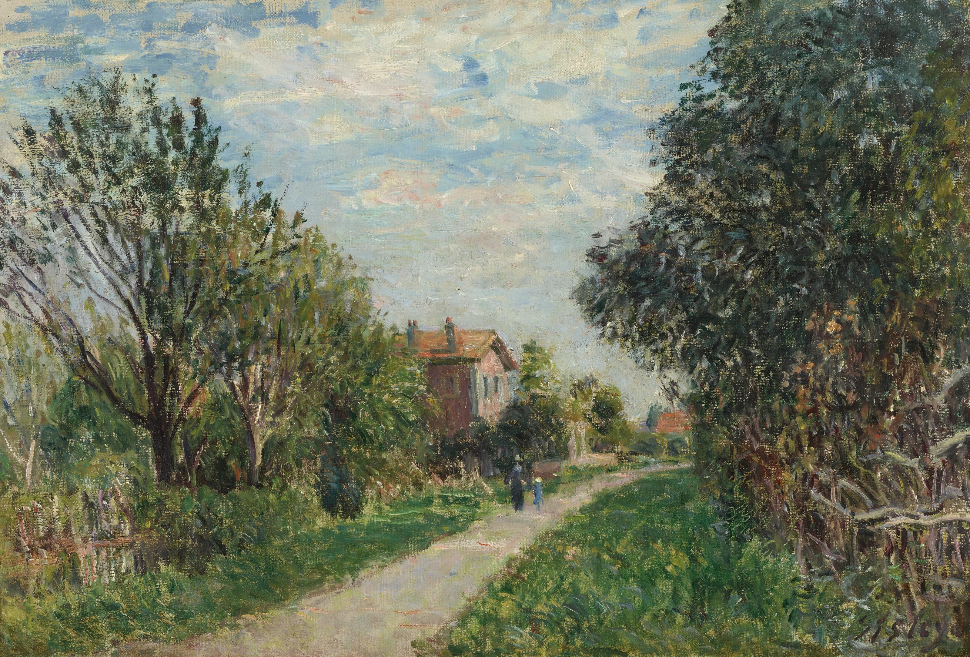 Alfred Sisley - Femme et enfant sur le chemin des près, Sèvres