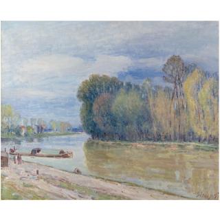 Alfred Sisley - Le Canal Du Loing Au Printemps - Le Matin