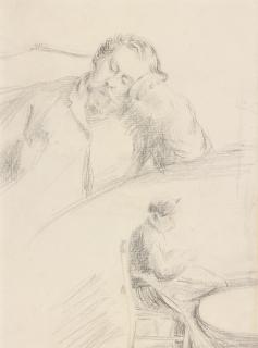 Alfred Sisley - Le Peintre J.-F. Bouchor Et Mme. Alfred Sisley And Étude De Chat: A Double-Sided Drawing