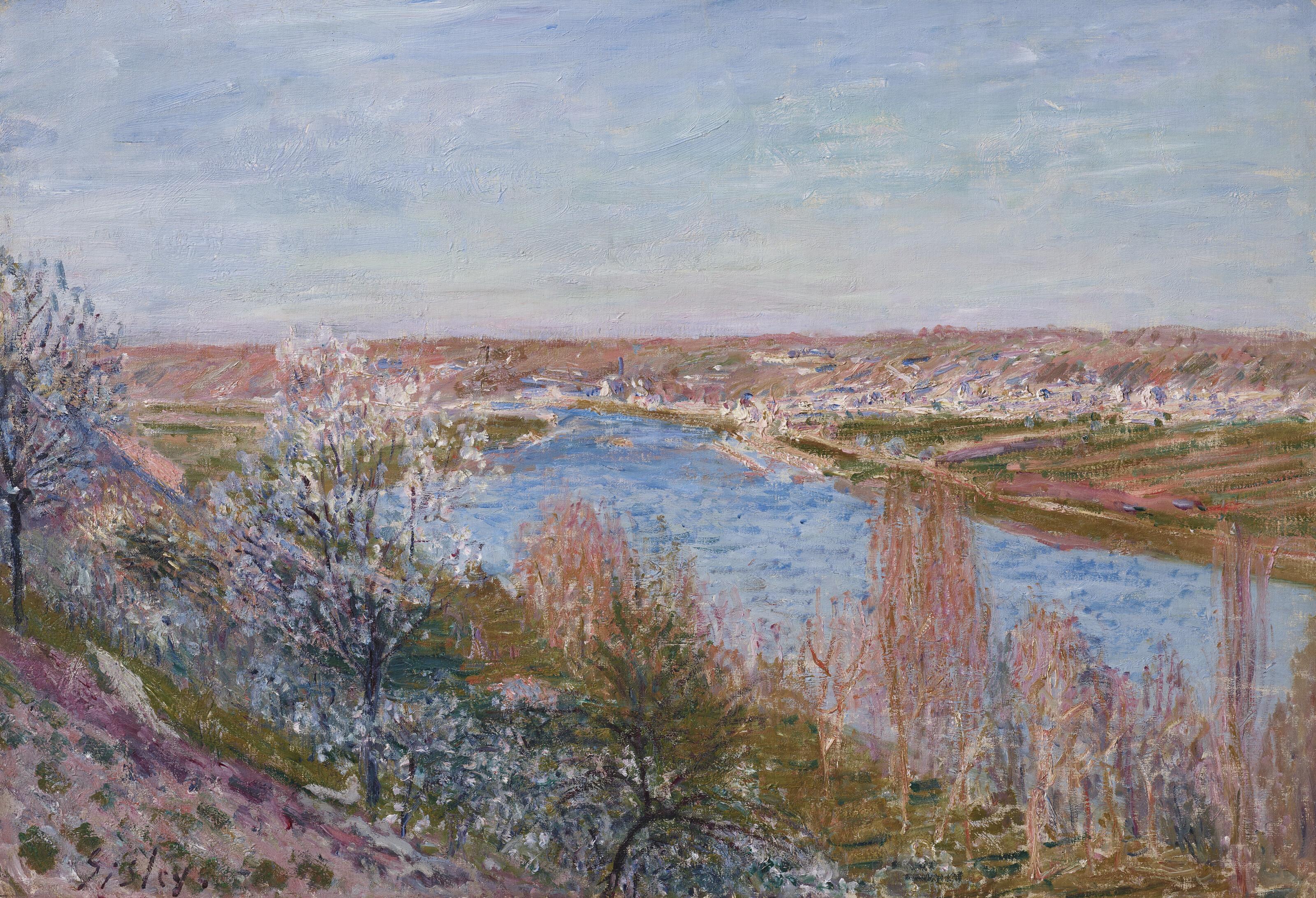 Alfred Sisley - Le village de Champagne au coucher du soleil, avril