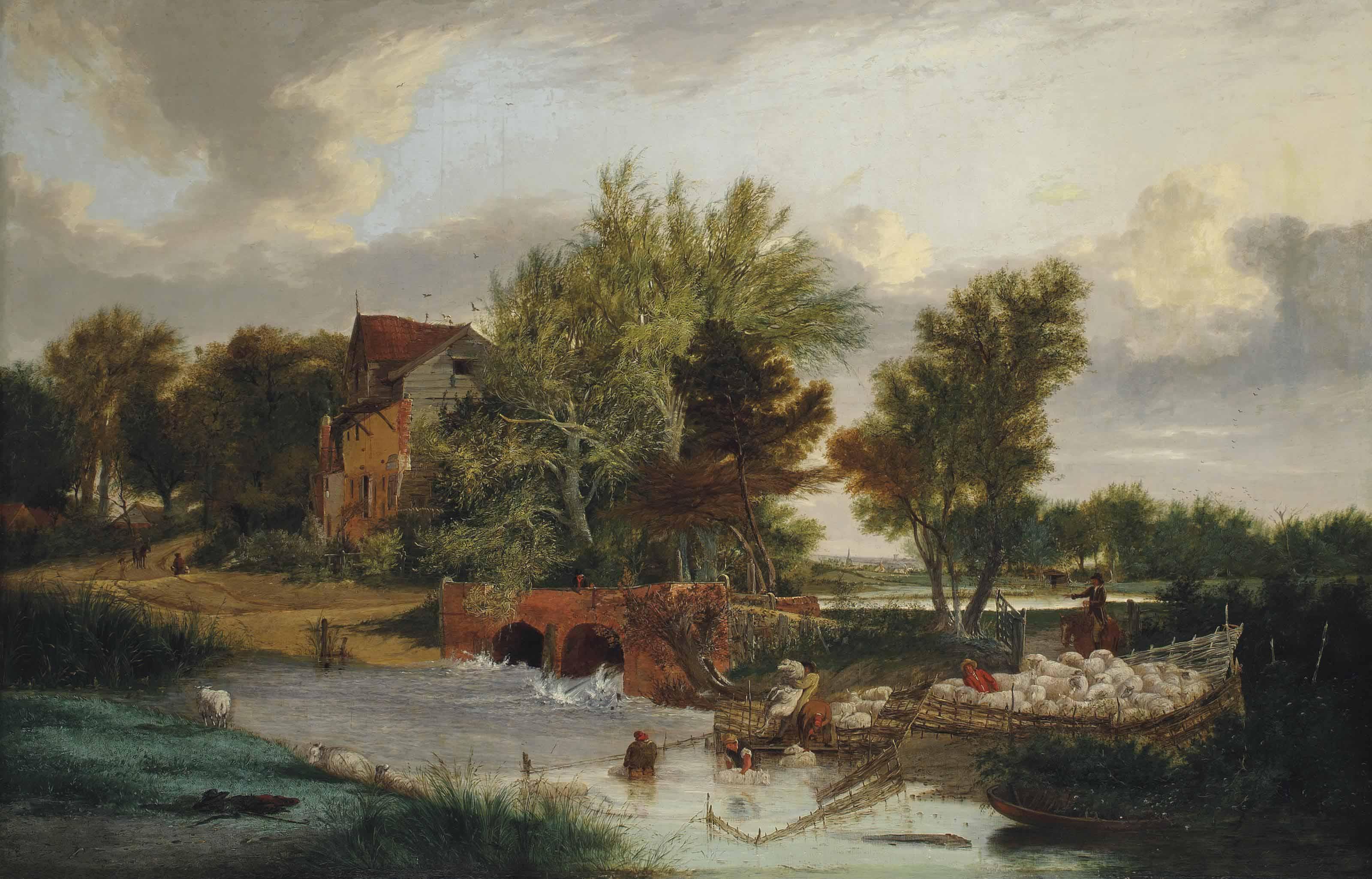 Alfred Stannard - Sheep Dipping At Trowse Mill, Norwich