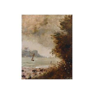 Alfred Stevens - A View Of A Lake