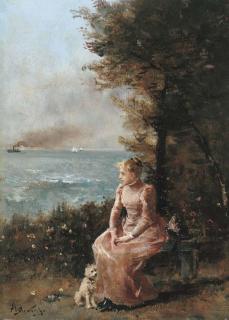 Alfred Stevens - A Young Girl Seated by a Tree