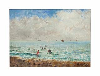 Alfred Stevens - Children playing in the waves