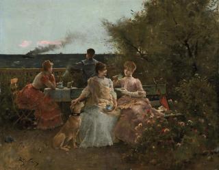 Alfred Stevens - Ladies on a terrace, Normandy