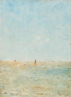Alfred Stevens - Segelboote auf offenem Meer.