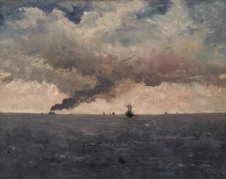 Alfred Stevens - Steamboats at sea