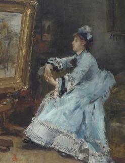 Alfred Stevens - Une dame admirant un tableau