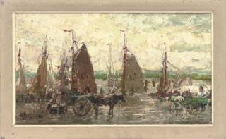 Alfred Théodore Joseph Bastien - Collecting the day\'s catch