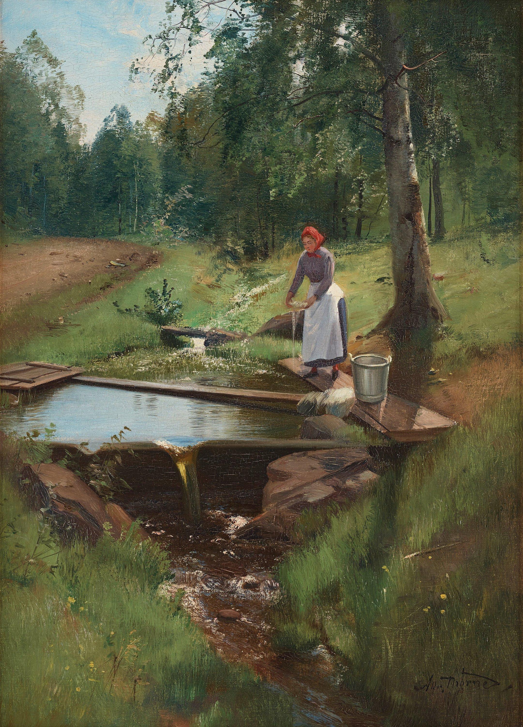 Alfred Thörne - Washing by the river