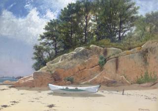 Alfred Thompson Bricher - Dory on Dana\'s Beach, Manchester-by-the-Sea, Massachusetts