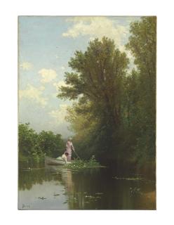 Alfred Thompson Bricher - Gathering Water Lilies at Curzon\'s Mills, Newburyport, Massachusetts