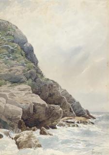 Alfred Thompson Bricher - Surf and Cliffs, Conanicut, Rhode Island