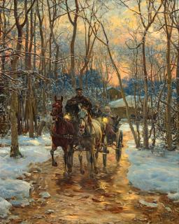 Alfred von Wierusz-Kowalski - Fahrt in der Dämmerung