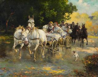 Alfred von Wierusz-Kowalski - Fröhliche Kutschfahrt im Sommer