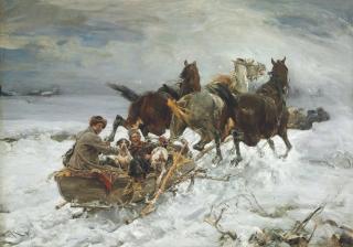 Alfred Von Wierusz-Kowalski - Horse-drawn sleigh