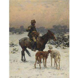 Alfred Von Wierusz-Kowalski - Polish A Windy Day