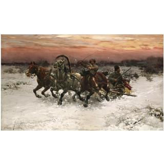 Alfred Von Wierusz-Kowalski - Polish Troika Pursued By Wolves