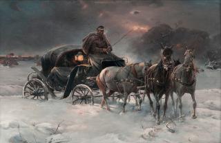 Alfred von Wierusz-Kowalski - Traveller On A Winter Night.