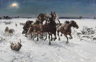 Alfred von Wierusz-Kowalski - Wolves in pursuit