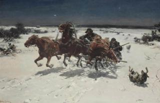 Alfred von Wierusz-Kowalski - Wolves in pursuit