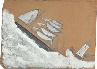 Alfred Wallis - Angled Schooner Near Penzance Harbour