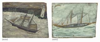 Alfred Wallis - Fishing boat by a lighthouse (recto); Fishing vessel (verso)