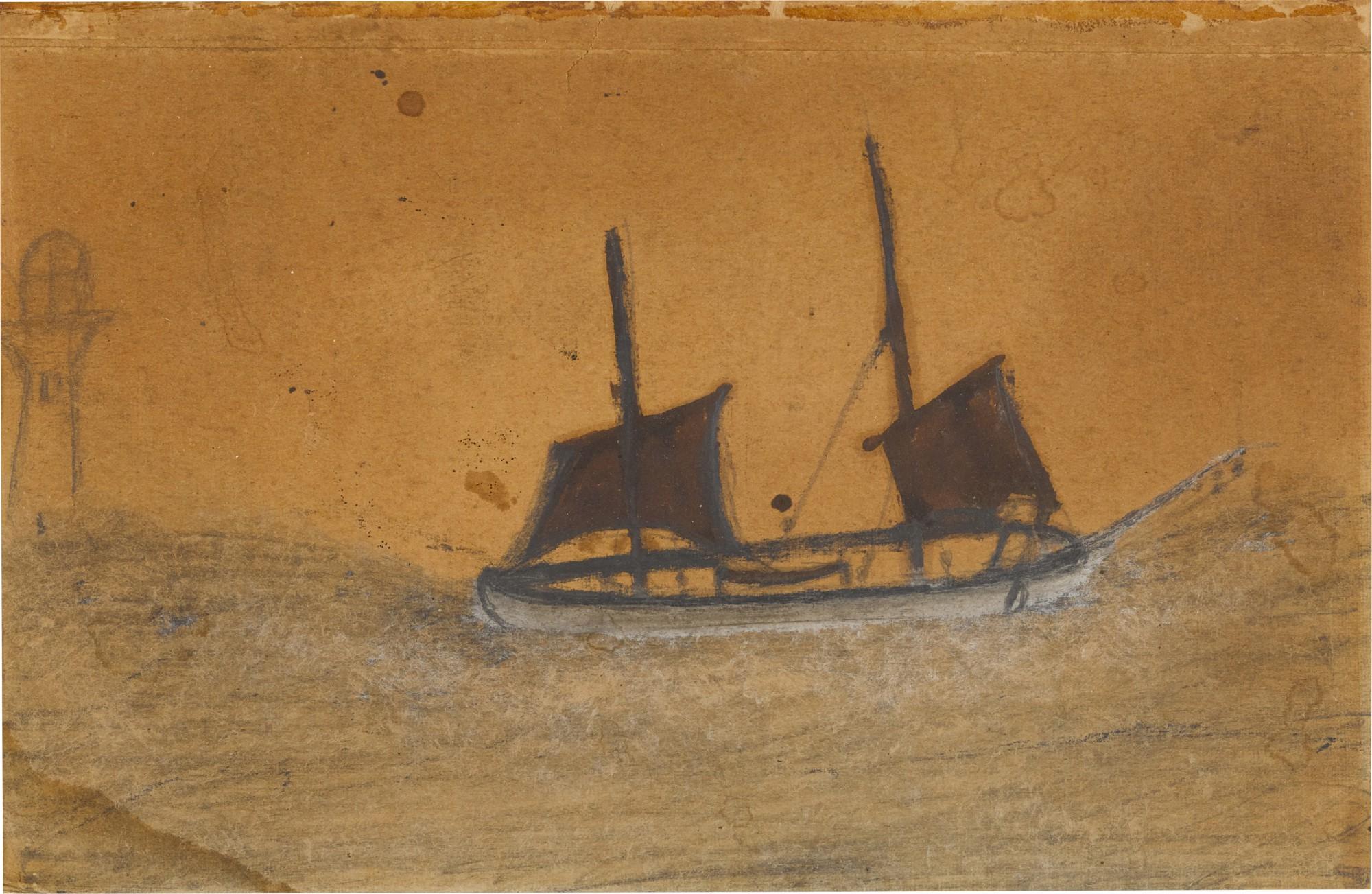Alfred Wallis - Lugger In A Gale And A Lighthouse