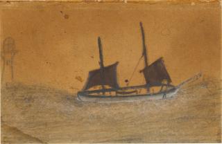 Alfred Wallis - Lugger In A Gale And A Lighthouse