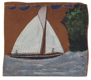 Alfred Wallis - Sailboat with brown sky