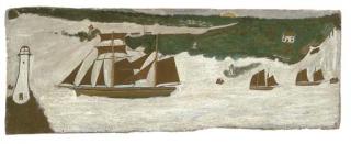 Alfred Wallis - Schooner passing a lighthouse