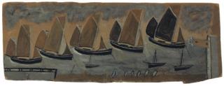Alfred Wallis - St Ives Harbour with Five Sailing Boats