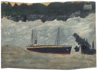 Alfred Wallis - Steamer Approaching Lighthouse