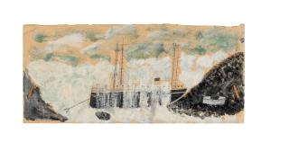 Alfred Wallis - The Wreck of the Alba 17.4 x 40 cm. (6 7/8 x 15 3/4 in.)