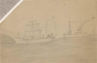 Alfred Wallis - Two Boats And A Lighthouse (Recto); And A Ship And A Lighthouse (Verso)