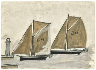 Alfred Wallis - Two Sailing Ships And Lighthouse