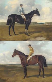 Alfred Wheeler, Jun. - Ormonde, a bay racehorse, with Fred Archer up, on Newmarket Heath; and Bendigo, a brown racehorse with Tom Cannon up, on Newmarket Heath