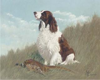 Alfred Wheeler - A gundog with a partridge