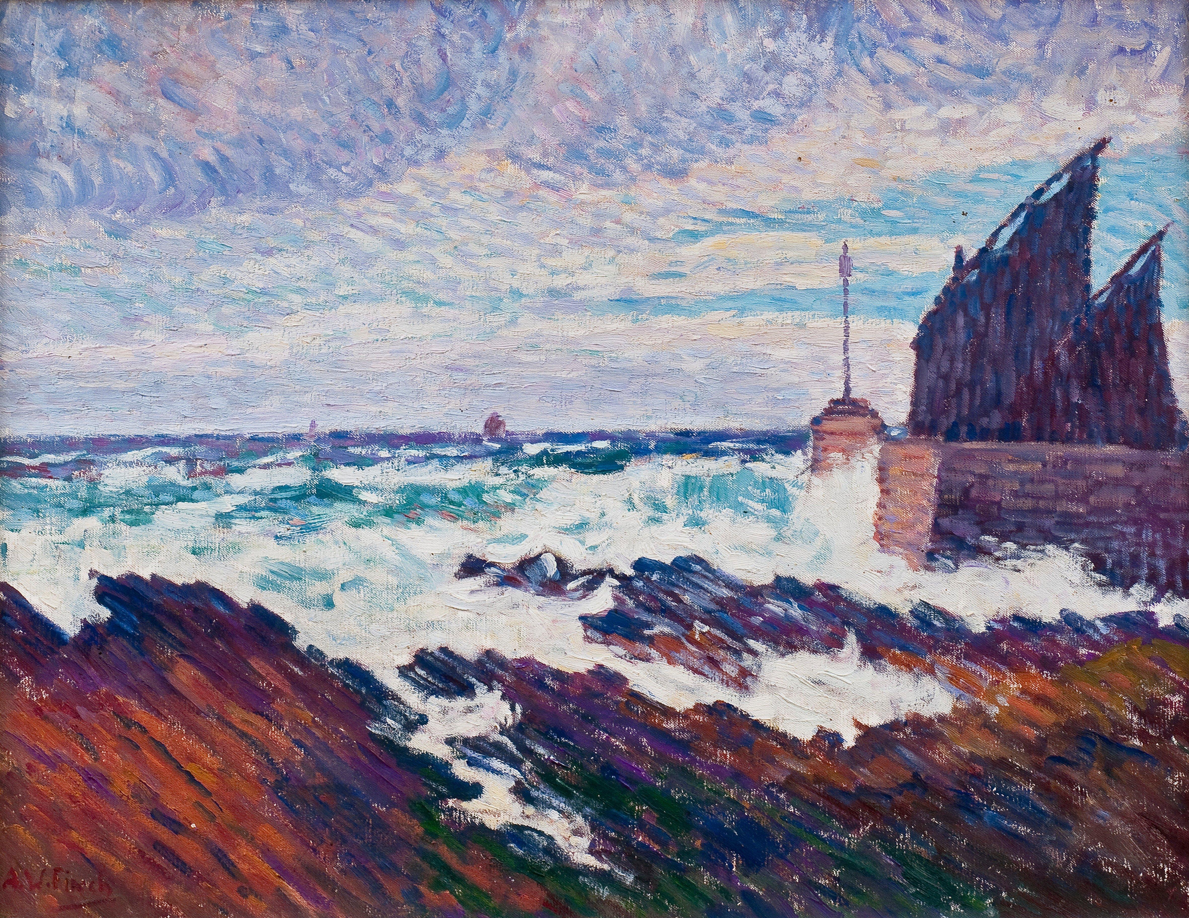 Alfred William Finch - The Pier In Rosehearty.