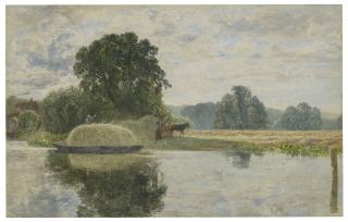 Alfred William Hunt, R.W.S. - Haybarge on the Thames