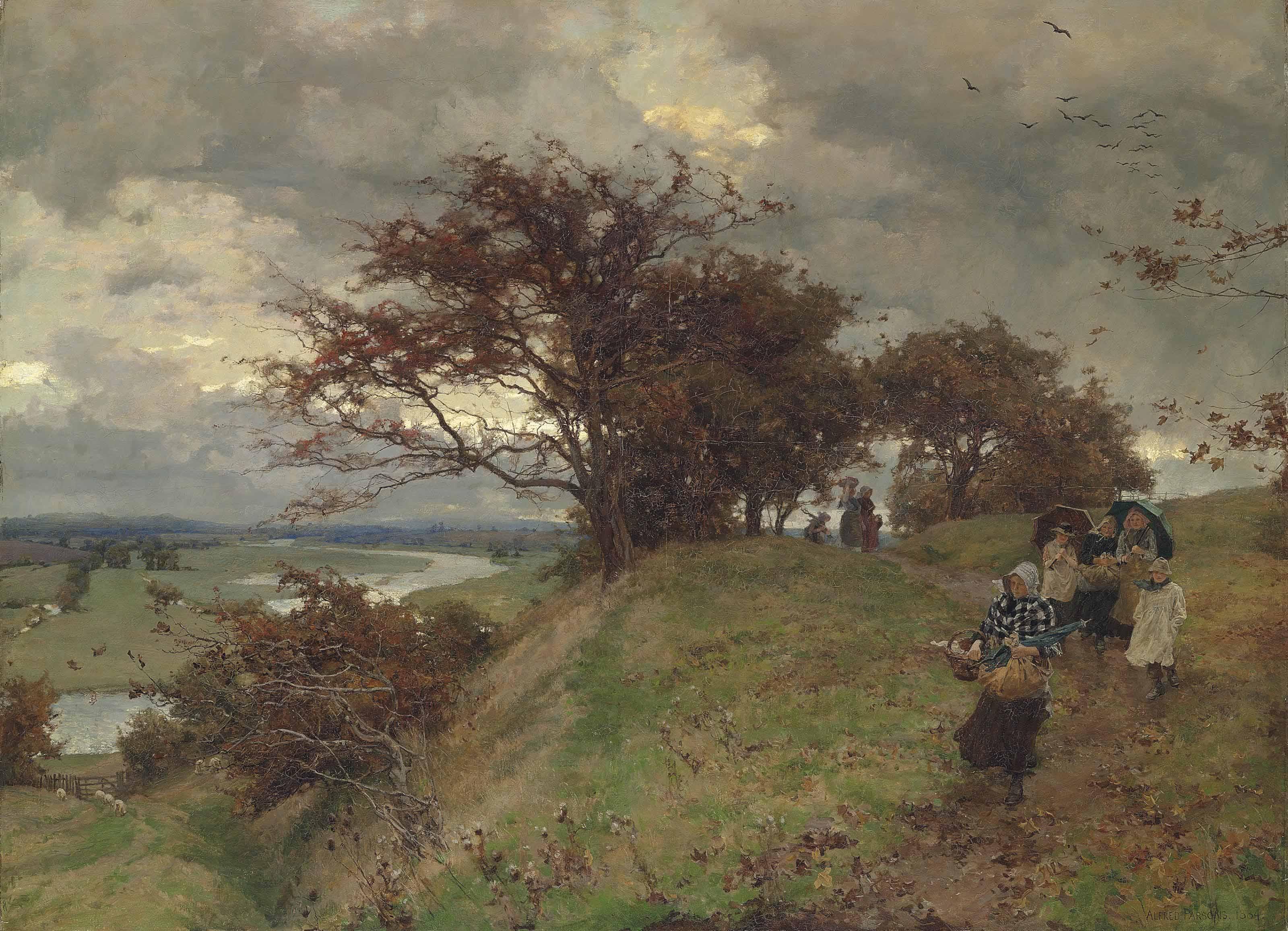 Alfred William Parsons, R.A., P.R.W.S. - After Work - When The Chill Rain Begins At Shut Of Eve In Dull November